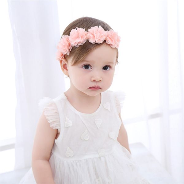 2019 New Baby Flower Headband Pink Ribbon Hair Bands Handmade Diy