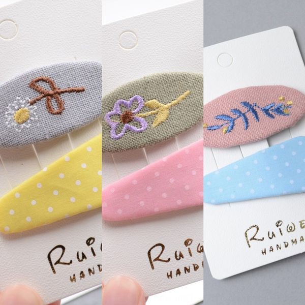

embroidery fabric bb clip women's bao liu hai clip children's accessories simple card does not hurt hair hair accessories, Slivery;white