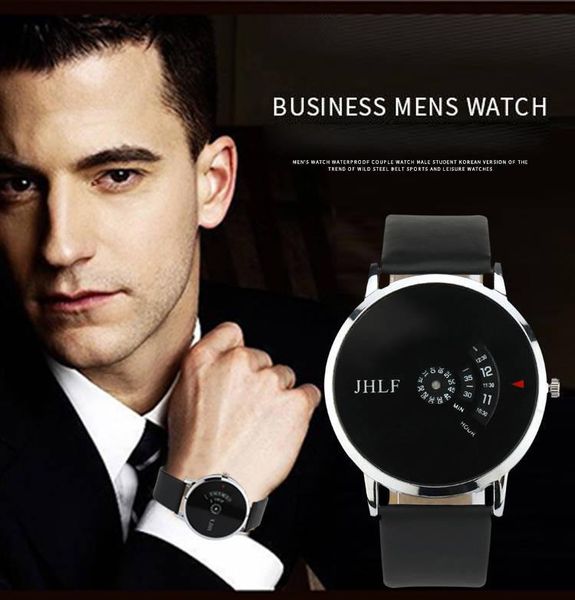 

version of the simple cross-border selling promotional quartz seconds at creative business men classic leather belt watches, Slivery;brown