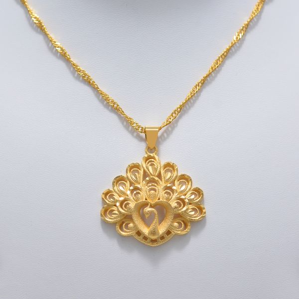 

luxury dubai africa jewelry frosted gold phoenix pendant necklace for women girl jewelries papua new france guinea beads jewelry, Silver