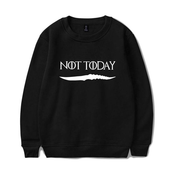 

game of throne arya stark not today sweatshirt hoodies men 2019 printed hooded pullover plus size oversized hoodie sweatshirt, Black