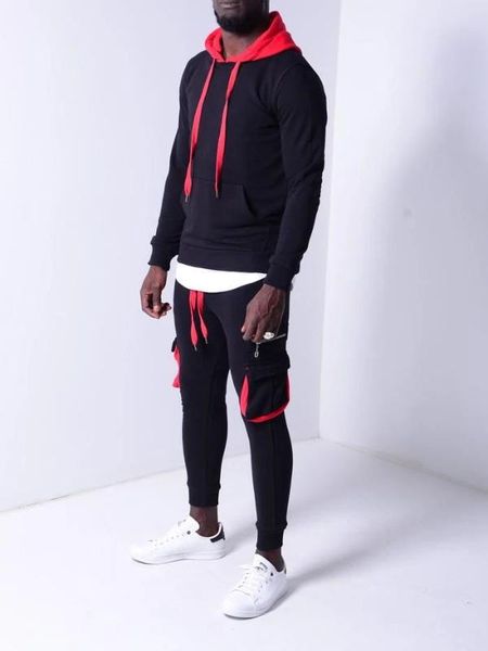 

2020 summer and autumn men's men's sportswear 2 pieces hooded jacket + pants sports suit jersey, Gray
