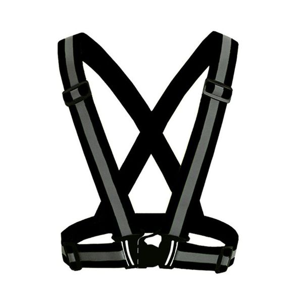 

glorystar adjustable v-shape reflective safety vest luminous elastic belt for night running cycling sports clothes high quality, Black