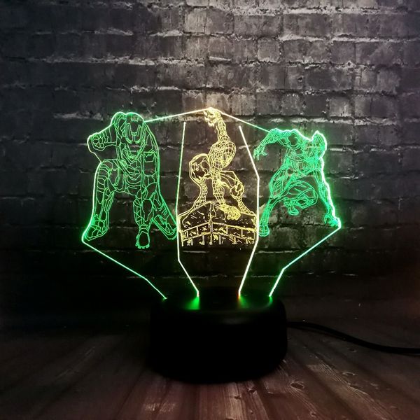 

cool acrylic 3d spider iron man black panther marvel night light mixed 7color led rgb home decor desk lava children holiday gift