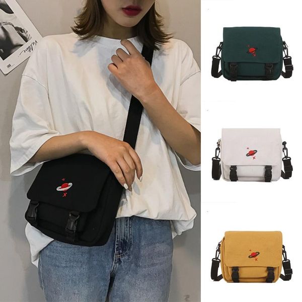 

new women's embroidered canvas handbag buckle creative cartoon shoulder bag fashion ladies crossbody bags female bolsas#t3