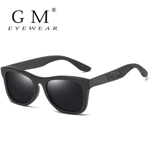 

gm handmade brand wooden polarized sunglasses women men design driving wooden mirrored shades in round wood box s1610b, White;black