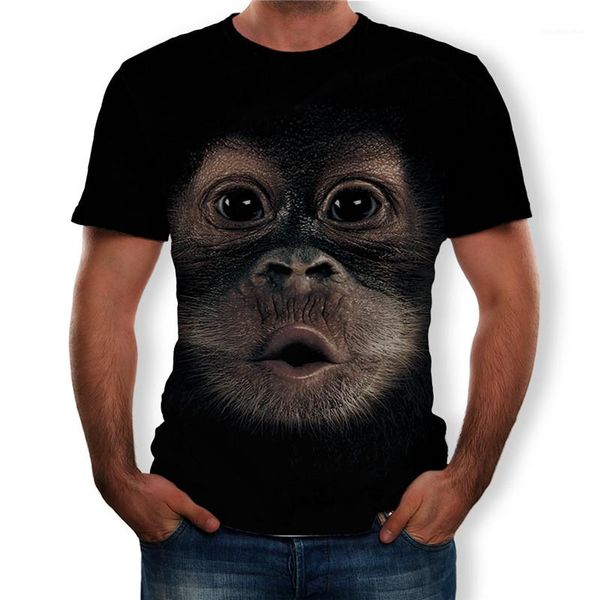 

tees men 3d monkey print tshirts summer casual short sleeve funny design plus size mens, White;black