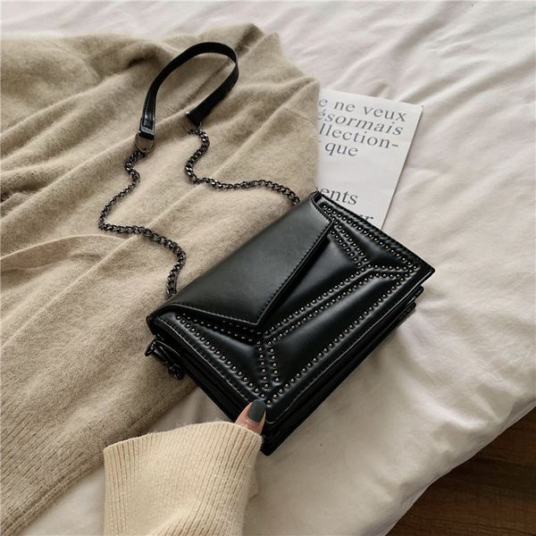 

casmor flap bag lady 2020 новый pu заклепки геометрическая крышка сумки плеча металлические цепи сплошные цвета crossbody сумки женские сумк