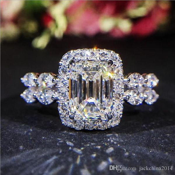 

infinity luxury jewelry 925 sterling silver princess cut white z cz diamond promise rings eternity women wedding band ring for lovers, Slivery;golden