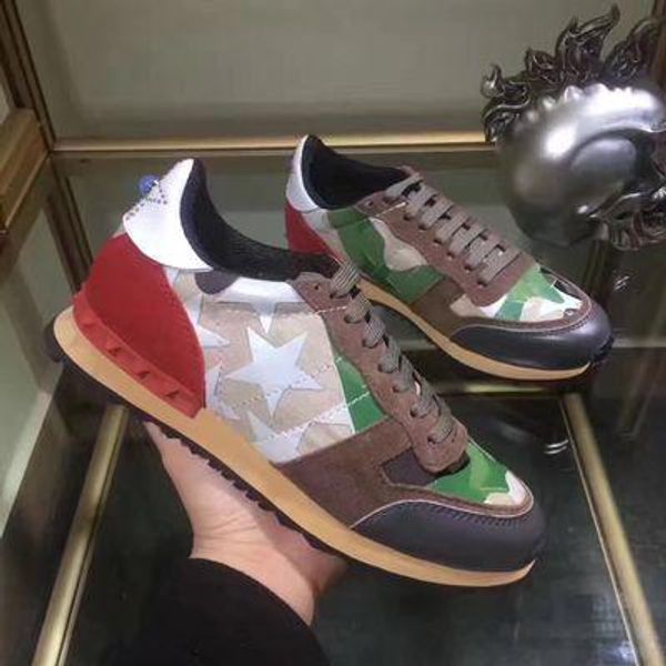 

2019 spring autumn new multicolor camouflage rivet lovers sport shoes fashionable lacing casual shoes breathable sports shoes yellow 10109, Black