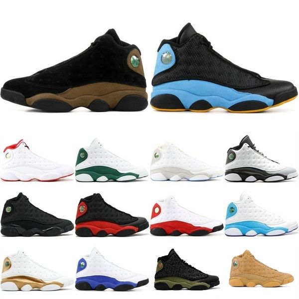 

with box 13 13s men women basketball shoes cap and gown chicago gs black cat flints bred brown wheat dmp sports sneakers