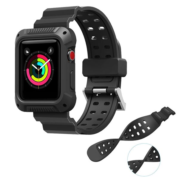

Soft TPU Dual Color Smart Straps iWatch Band For Apple Watch 38mm 40mm 42mm 44mm Sports Shatter-resistent Full Protective Case Frame Cover