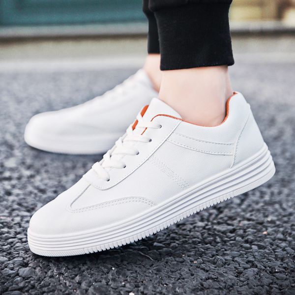 

brand fashion casual leather shoes men leather shoes men sneakers white male mens, Black