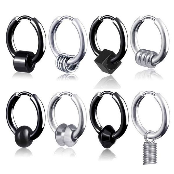 

мода корейской мужских круглый титана стали серьгами мужских ювелирных аксессуаров битника рок стиль панк круг серьга мужчины, Golden;silver