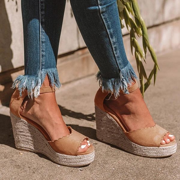 

women sandals summer high heels peep toe platform wedges shoes plus size 34-43 ladies peep toe shoes causal date sandals, Black