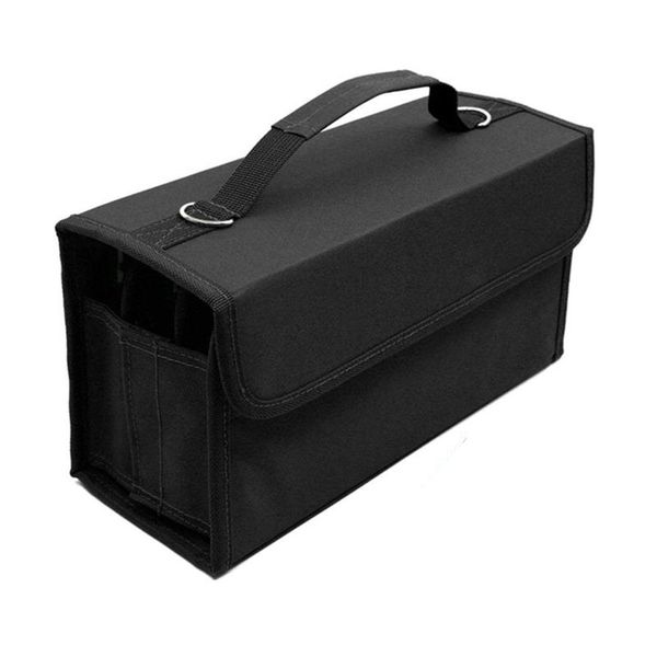 

80 slots large capacity folding marker pen case art markers pen storage carrying bag durable sketch tools organizer black