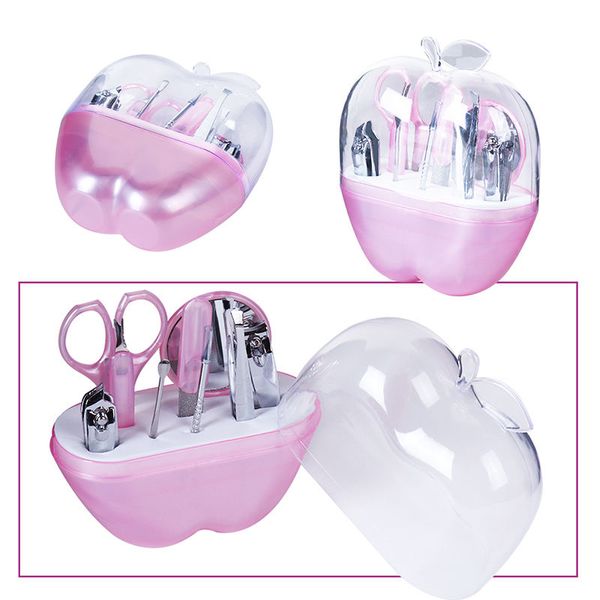 

apple shape case +1 set 9pcs professional manicure tools stainless steel set nail clipper nail care sets apple shape case box