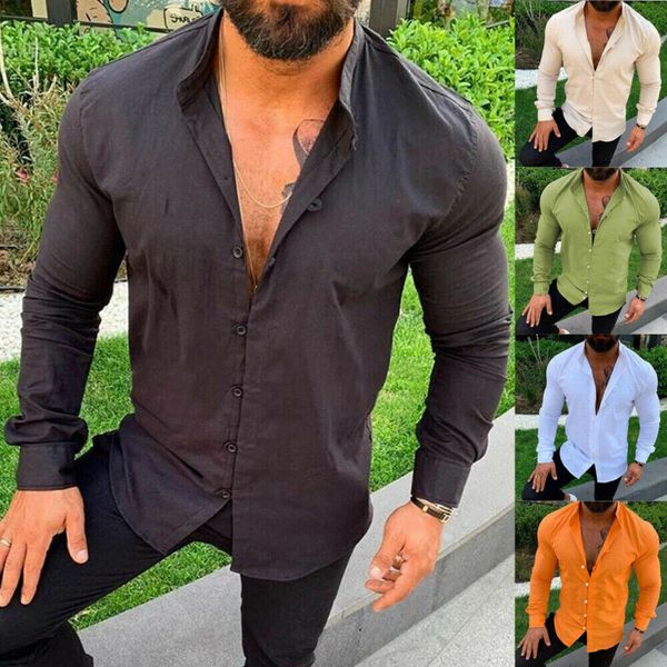 

mens long sleeve solid oxford casual shirt high-quality male casual regular-fit button stand stand collar men shirts, White;black