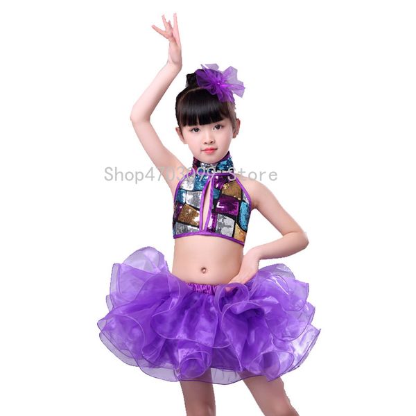 

2019 new models children's costumes veil new nursery latin jazz sequined skirts children tutu girls, Black;red