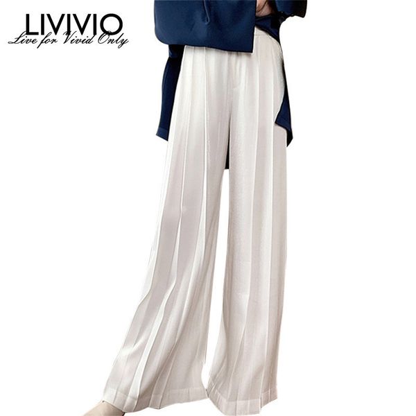 Compre Livivio Palazzo Alto Plisado Palazzo Pantalones Anchos De