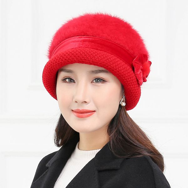 

2018 новый женский зимний hat наборы цветочные skullies шерсть смешанная мех теплый открытый вязаные шапки женские шапочки багги деревообраб, Blue;gray