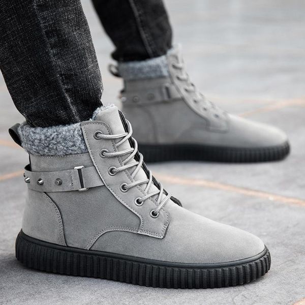 

winter new boots men's comfortable warm desert boots fashion tactical ankle strap men's snow g3, Black
