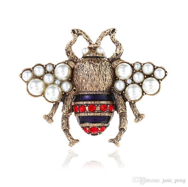 

ретро брошь cute bee pearl pin сплав gemstone брошь европа сша мода качество ювелирных изделий женщины подарки пятно 2 цвет кристалл одежда, Gray