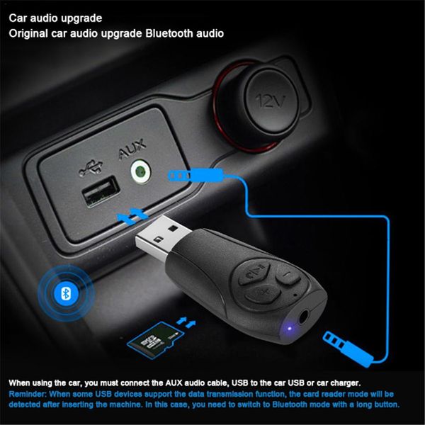 

adapter wireless bluetooth speaker usb aux audio stereo music car receiver adapter mp3 32gb front plug