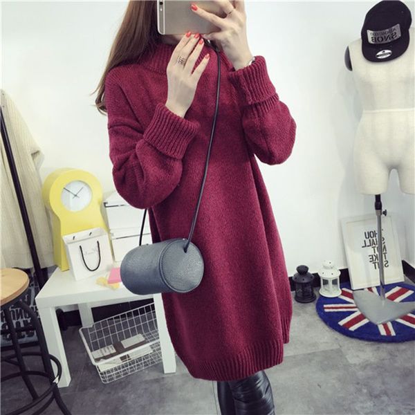 

fashion autumn winter sweater women knitted warm loose long sweater female turtleneck long sleeve pullovers girl jumpers, White;black