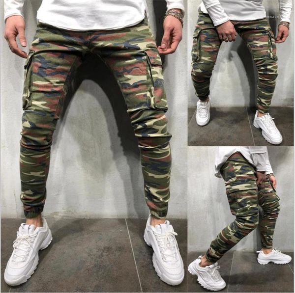 

camouflage pencil jeans fashion big pockets stretch pants streetwear hip hop mens casual skinny pants mens, Blue
