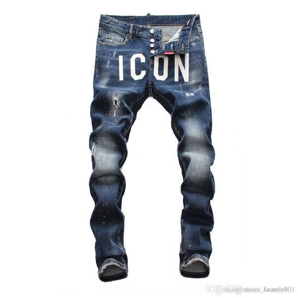 

brand jeans mens luxury designer jeans baggy biker high waisted ripped rock revival black skinny men jean jeckets long pants trousers 025, Blue
