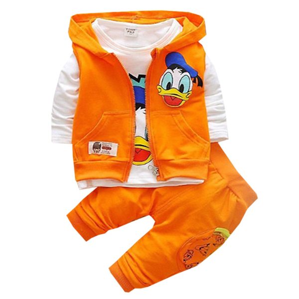 

baby girl clothes boy suit vest vest pants three-piece fashion cartoon print baby sports clothing 1-4 years old children's wear, White