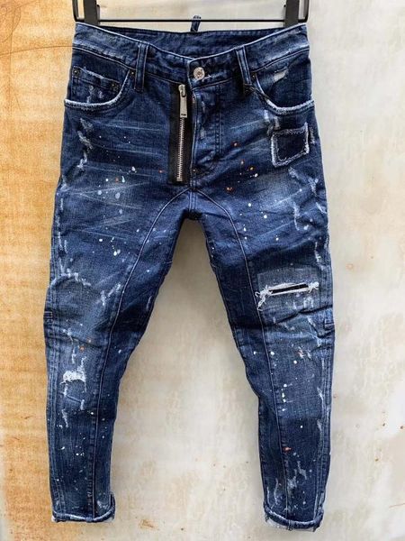 

dsenqi new men jeans ripped for jeans pants biker outwear man pants t108, Blue