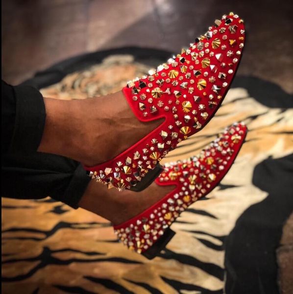 

мода мужчины одуванчика mix шпильки шипы мокасины red bottom тапок oxfords свадьба gentleman полуботинки черный, белый eu35-47, Black