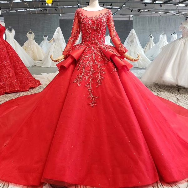 

роскошные мусульманские элегантные вечерние вечерние платья 2020 иллюзии o шеи тюля с длинным рукавом каскадных рюшами блестки вечерних плат, Black;red