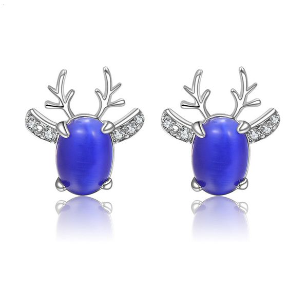 

2020 earings for women bohemia double 3mm stud earrings wholesale lot pierce fashion jewelry piercing blue natural stone ear, Golden;silver