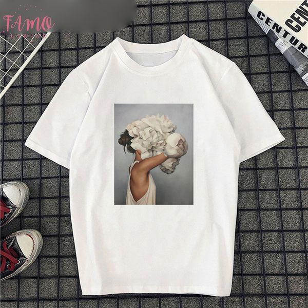 

portrait pgraphy flower girl female t shirt summer cotton white tshirt women clothes 2020 harajuku short vogue tee shirt femme