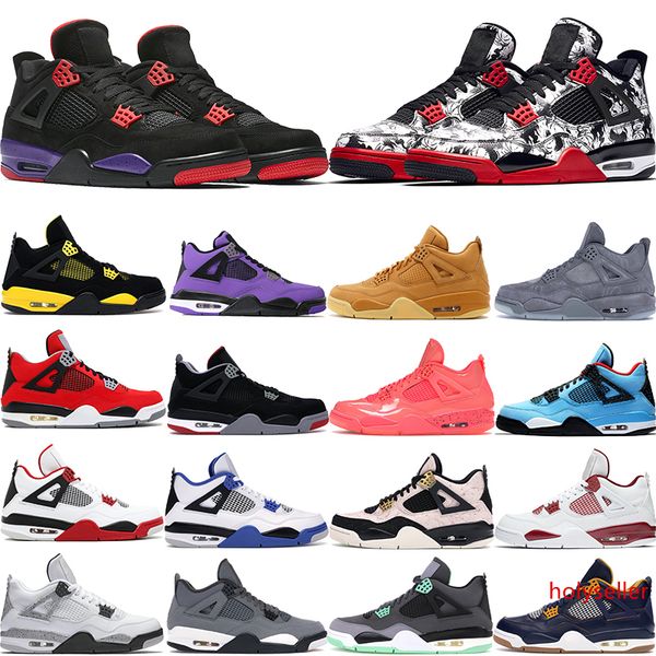 

2020 selling bred cavs green grow tatoo rapotors 4s basketball shoes men silt red splatter punch white cement designer shoes