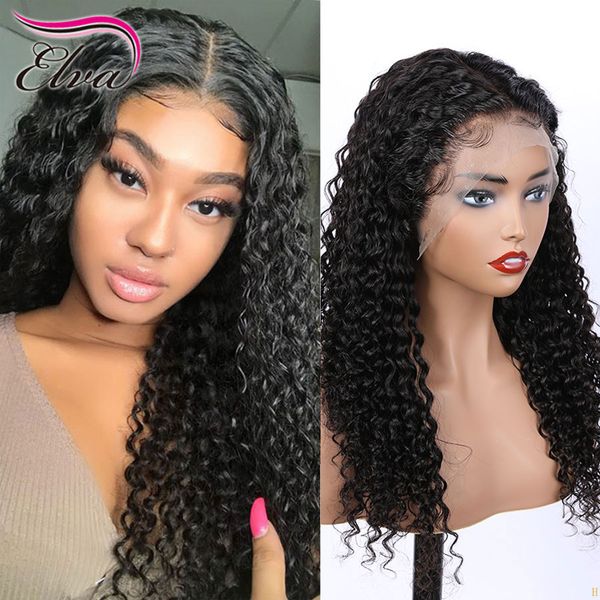 

elva hair glueless full lace human hair wigs pre plucked with baby curly brazilian remy lace wigs for black women, Black;brown