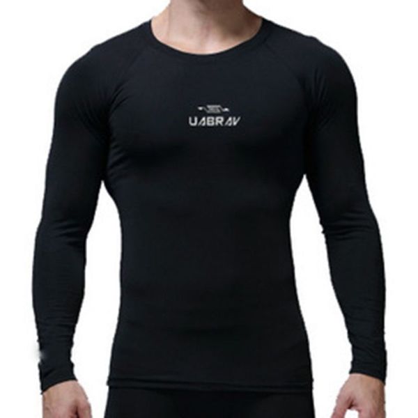 

men long sleeve sports t-shirt for male o-neck solid color black gray white thermal running spring autumn winter, Black;blue