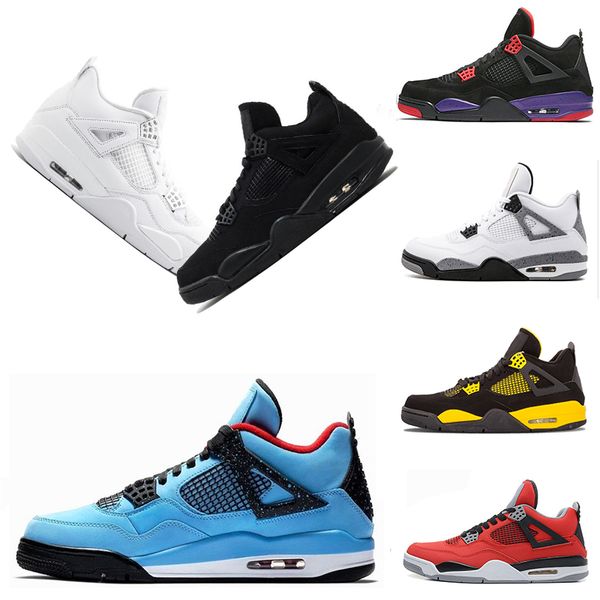 

4 4s Pure money Basketball Shoes for men bred Jack bull Men Blue Mens new trainer athletic Sports designer Sneakers zapatillas drop shipping