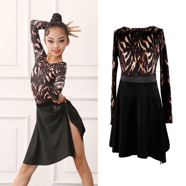 

2020 new latin dance dress girls practice clothing performance clothes latin dance skirt competition costume, Black;red