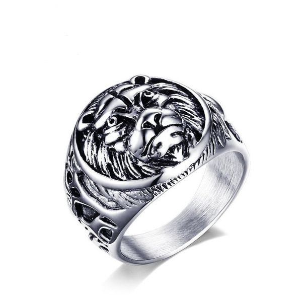 

steel color color fashion simple men's rings stainless steel lion ring jewelry gift for boys men j367