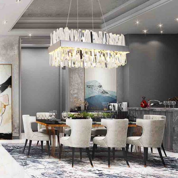 

modern living room light luxury dining room bedroom rectangular k9 crystal lamp nordic led chandelier bedroom indoor light fixtures