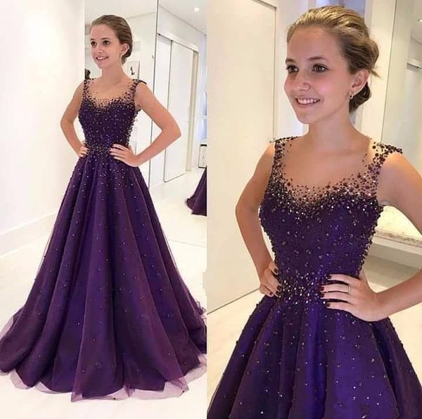 

purple muslim evening dresses 2019 a-line tulle beaded elegant islamic dubai saudi arabic long evening gown prom dress, White;black
