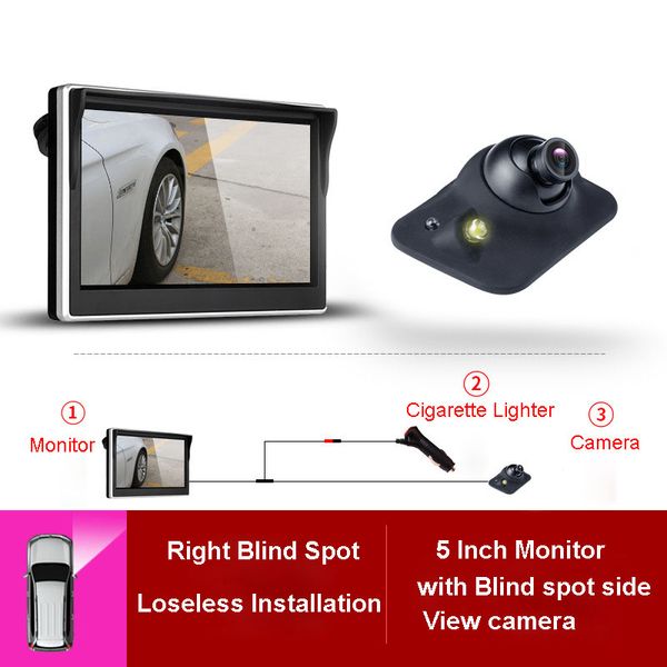 

5 inch tft lcd car blind right,front, rear camera monitor waterproof led night vision reversing backup 2 in 1 parking assistant
