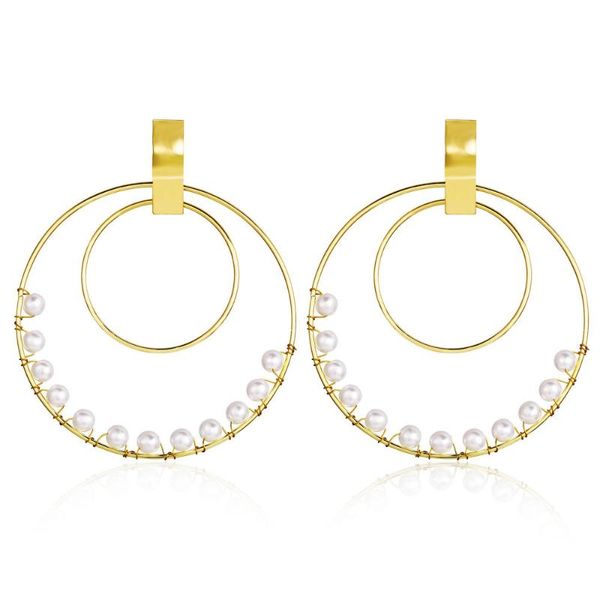 

modyle 2020 new big circle round hoop earrings for women's fashion statement golden punk charm earrings party jewelry metal, Silver