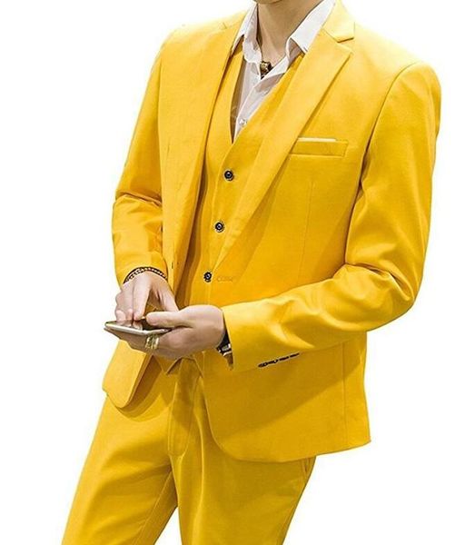 

yellow groom tuxedos for wedding prom men suit notch lapel 3 piece groomsmen mens business suits (jacket+pants+vest+tie), Black;gray