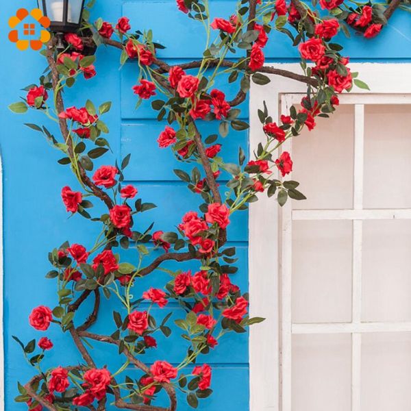 

1pc 240cm 2types silk rose flower with ivy vine artificial flowers diy flower string for home wedding supplies garland