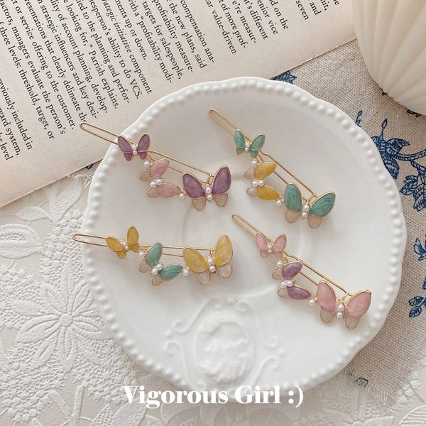 

korean fashion dripping oil hair clips vintage geometric alloy side clip elegant barrettes women side bangs hair clip accessorie, Golden;white